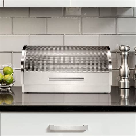 bread box stainless steel and glass|large stainless steel bread box.